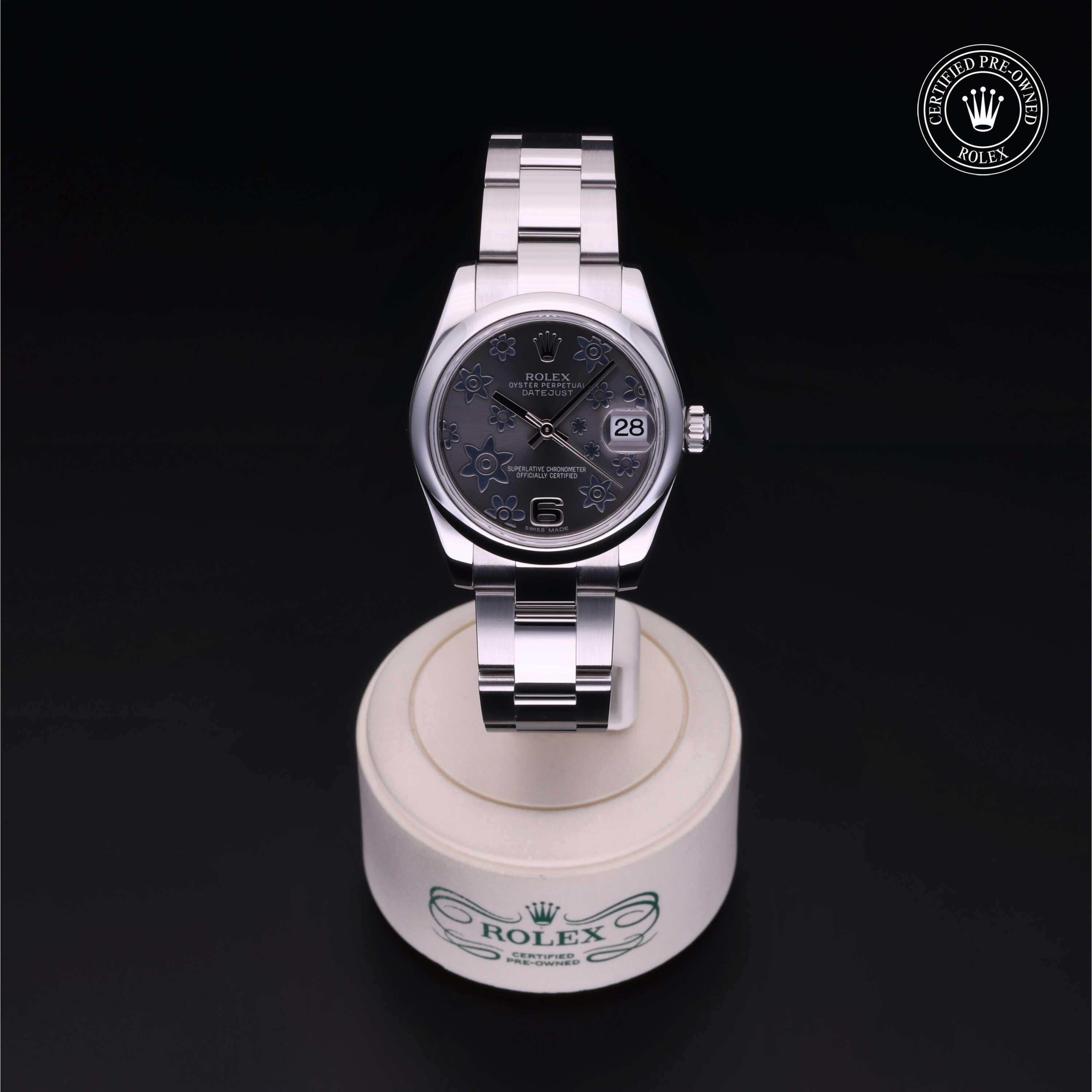 Rolex Certified Pre-owned Lady Datejust M178240-0040 front on black background