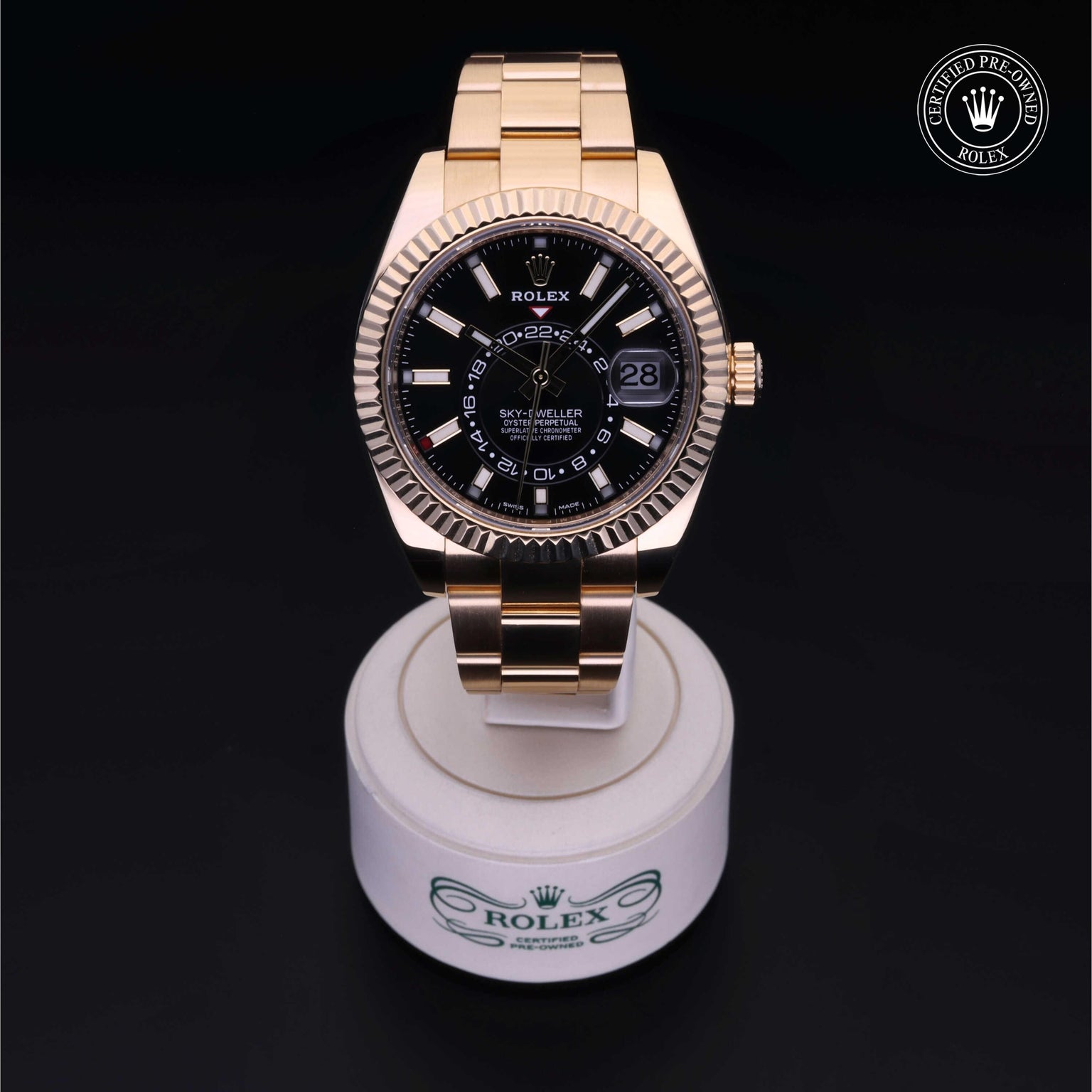 Rolex Certified Pre-owned Sky-Dweller M326938-0004 front on black background