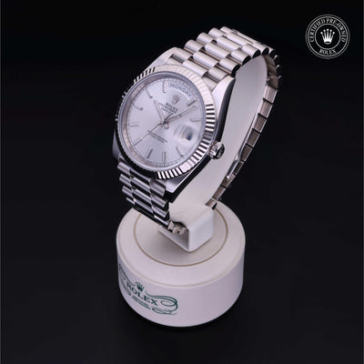 Rolex Certified Pre-owned Day-date M228239-0001 front on black background