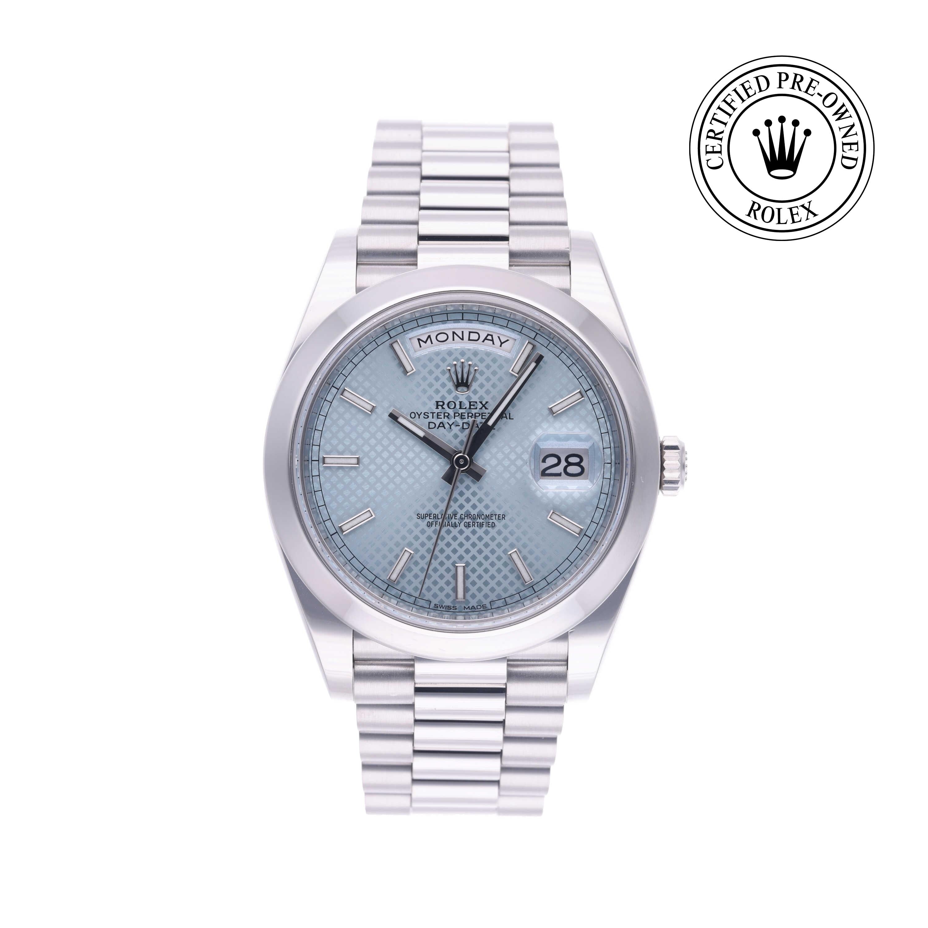 Rolex Certified Pre-owned Day-date M228206-0004 front on white background