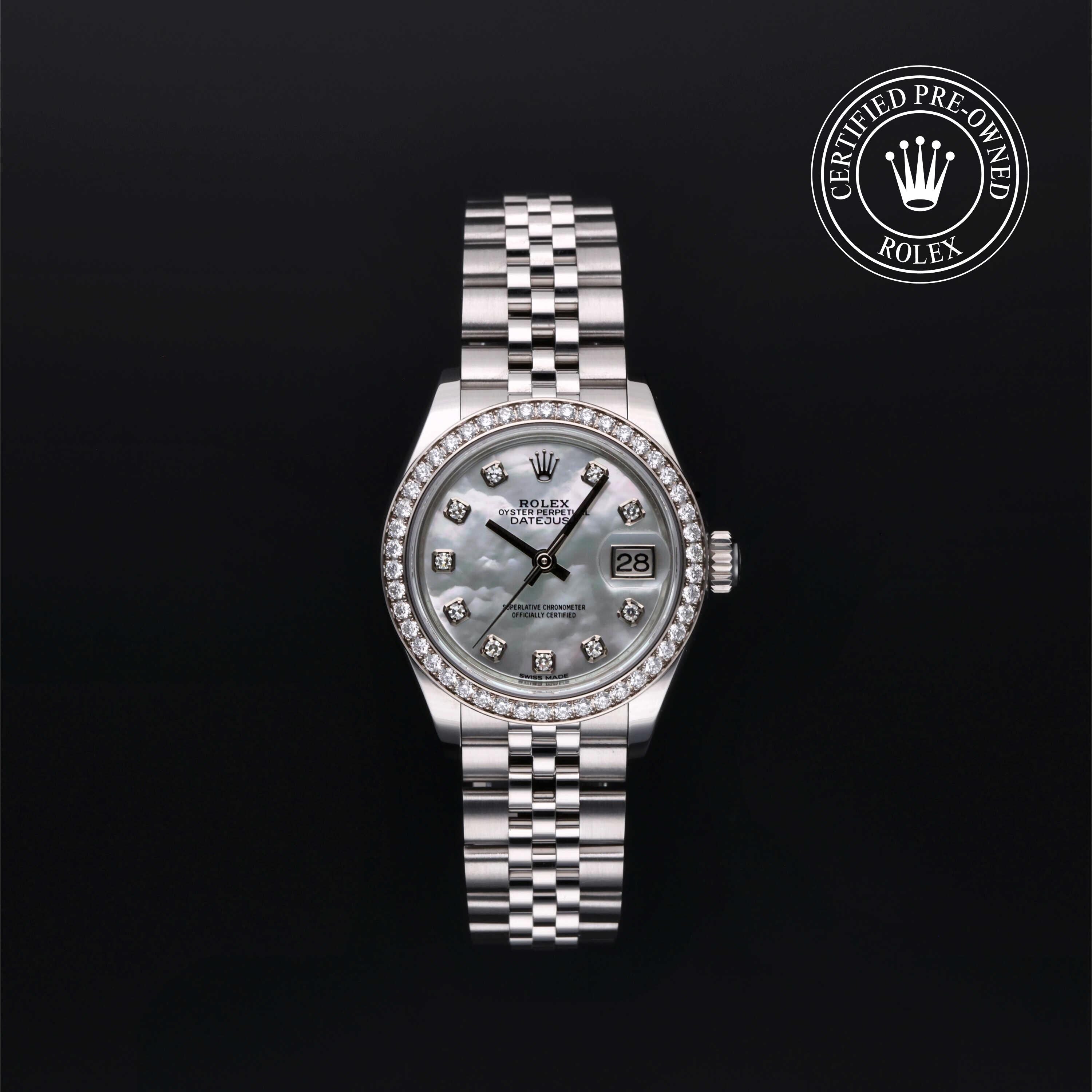 Rolex Certified Pre-owned Lady Datejust M279384RBR-0011 front on black background