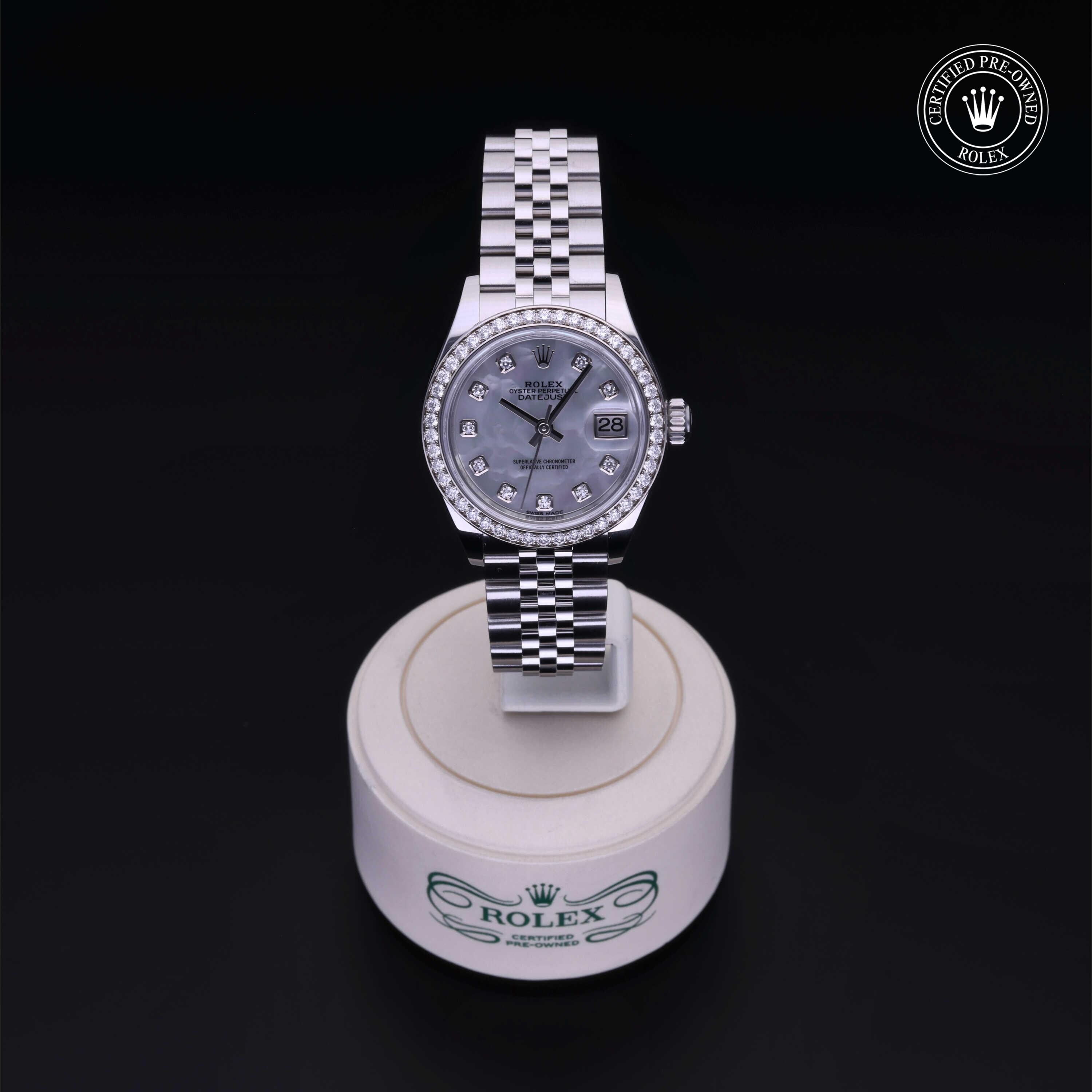 Rolex Certified Pre-owned Lady Datejust M279384RBR-0011 front on black background