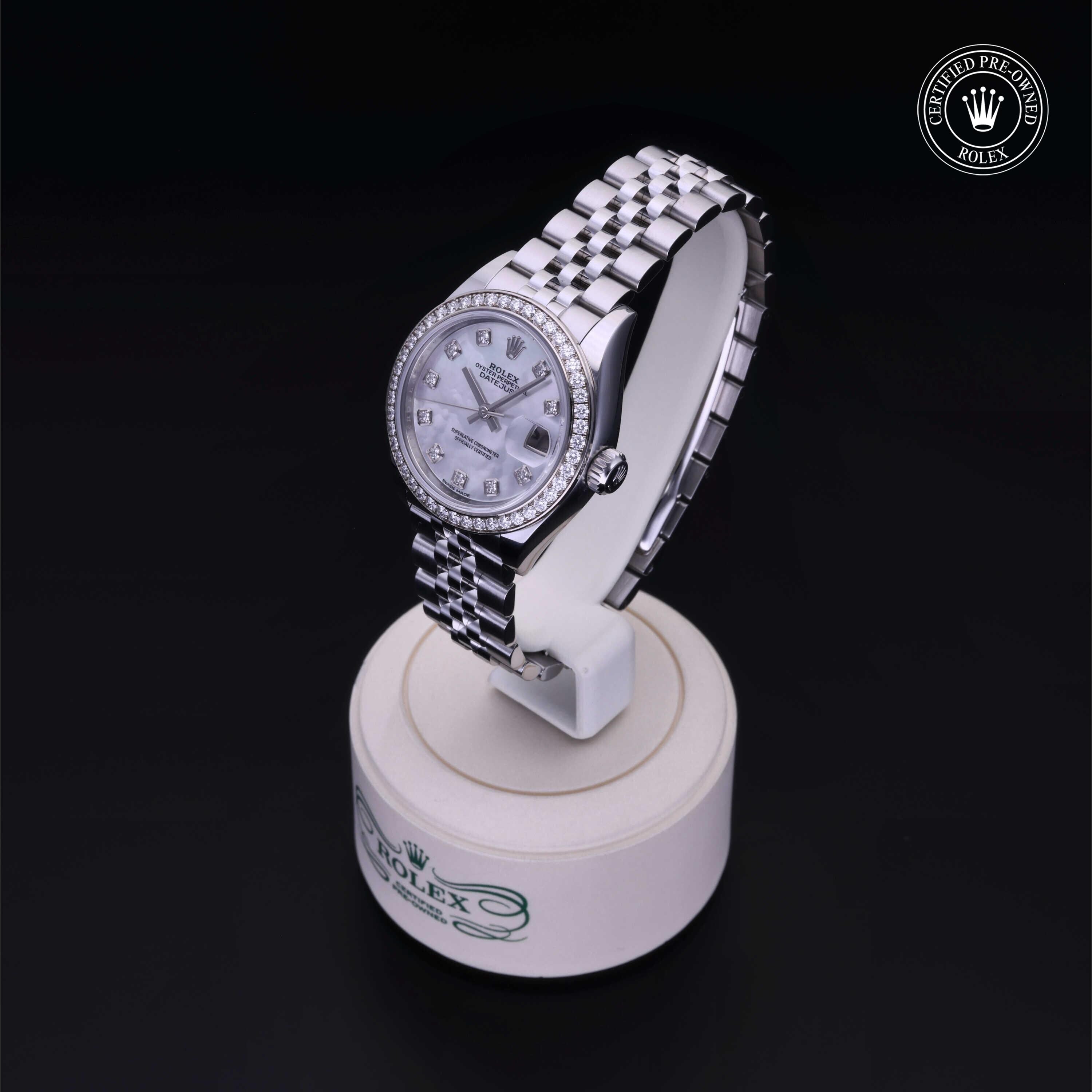 Rolex Certified Pre-owned Lady Datejust M279384RBR-0011 front on black background