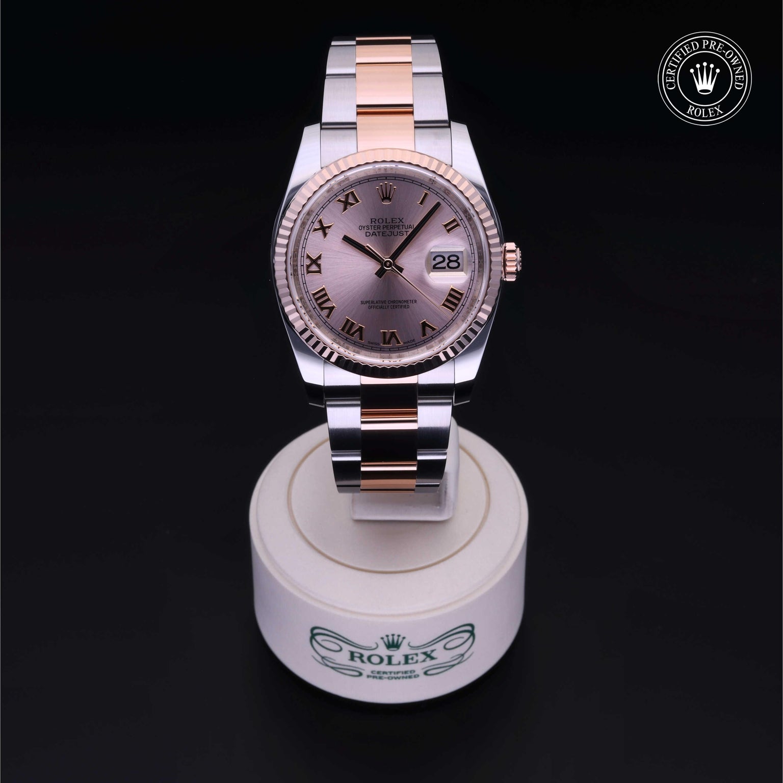 Rolex Certified Pre-owned Datejust M116231-0089 front on black background