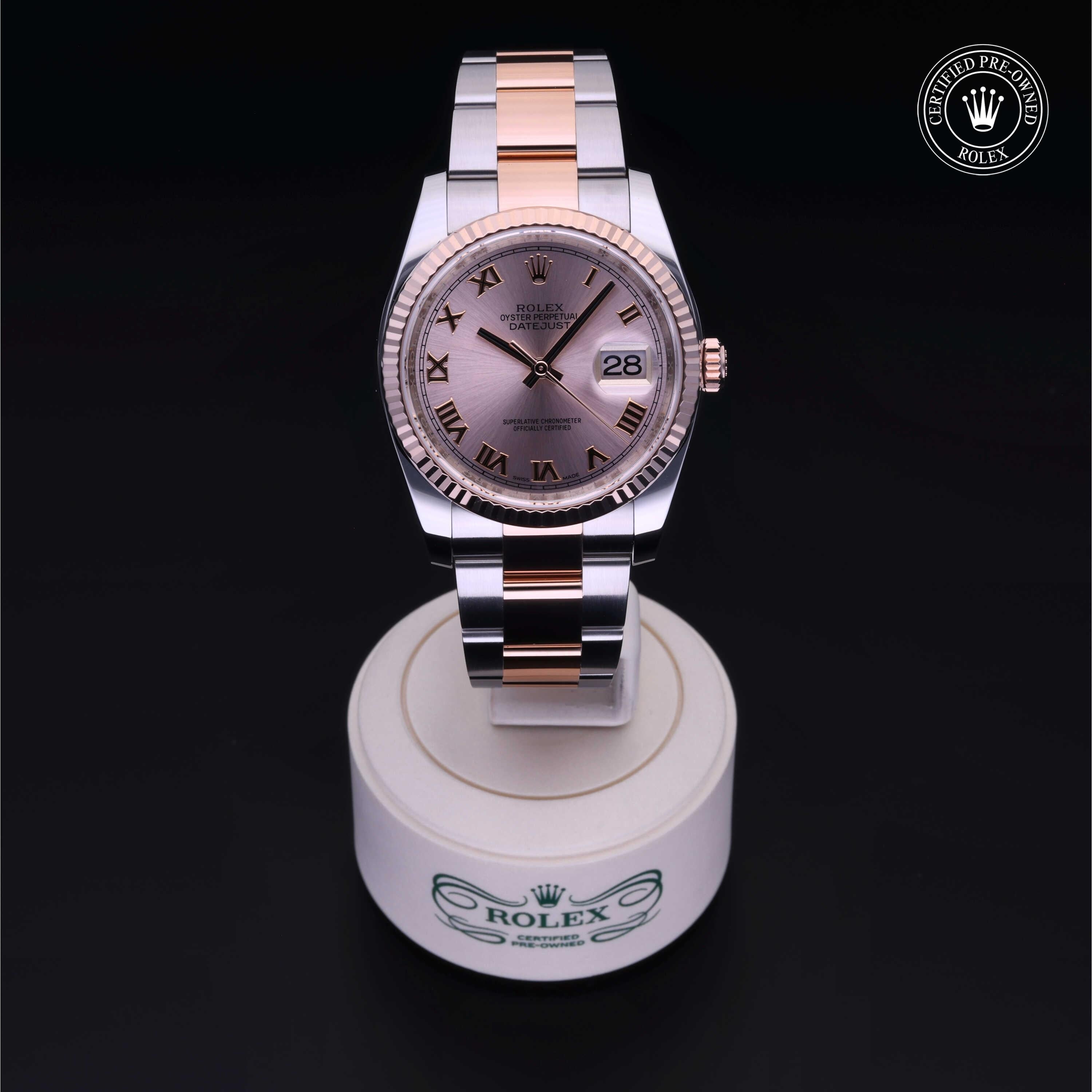 Rolex Certified Pre-owned Datejust M116231-0089 front on black background
