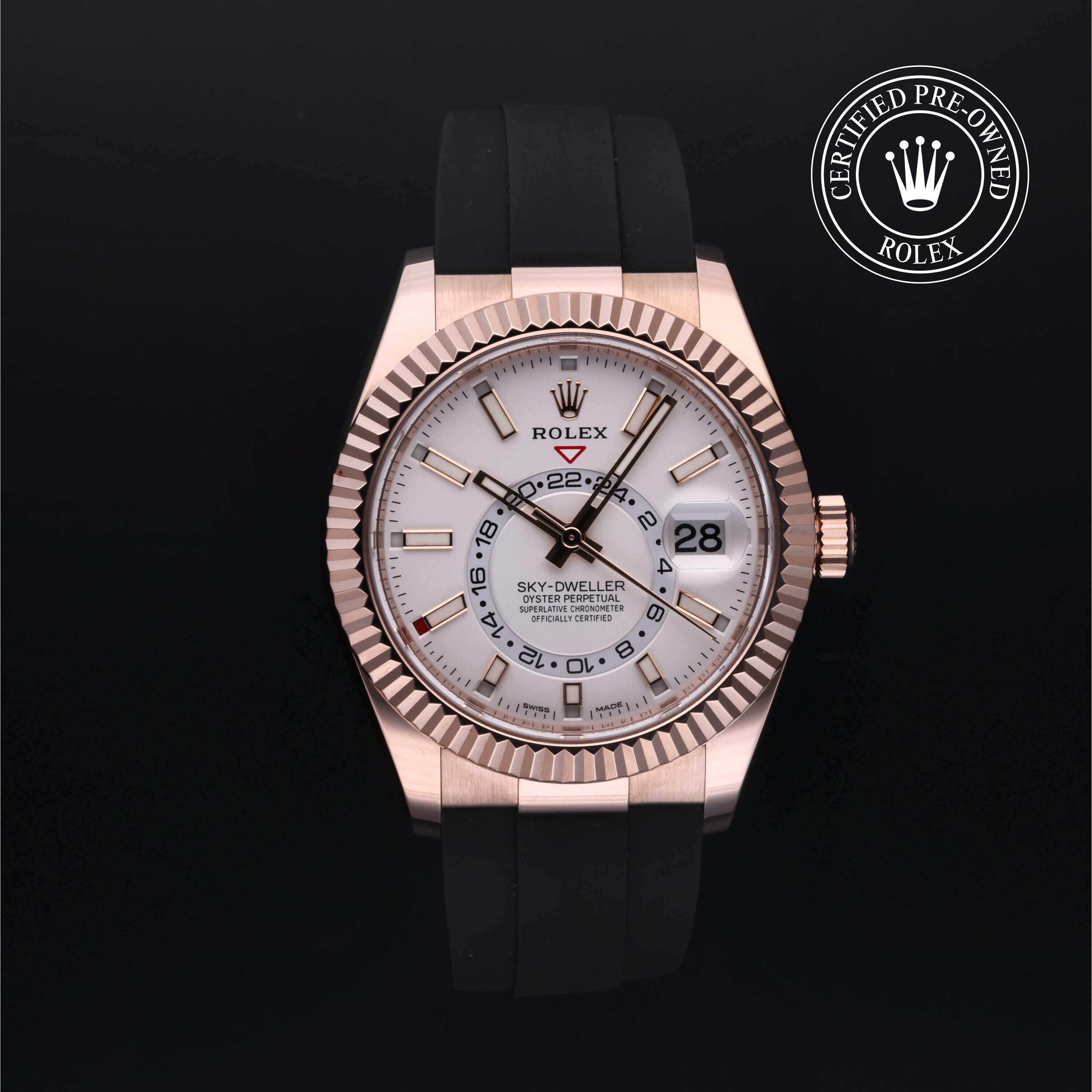 Rolex Certified Pre-owned Sky-Dweller M326235-0004 front on black background