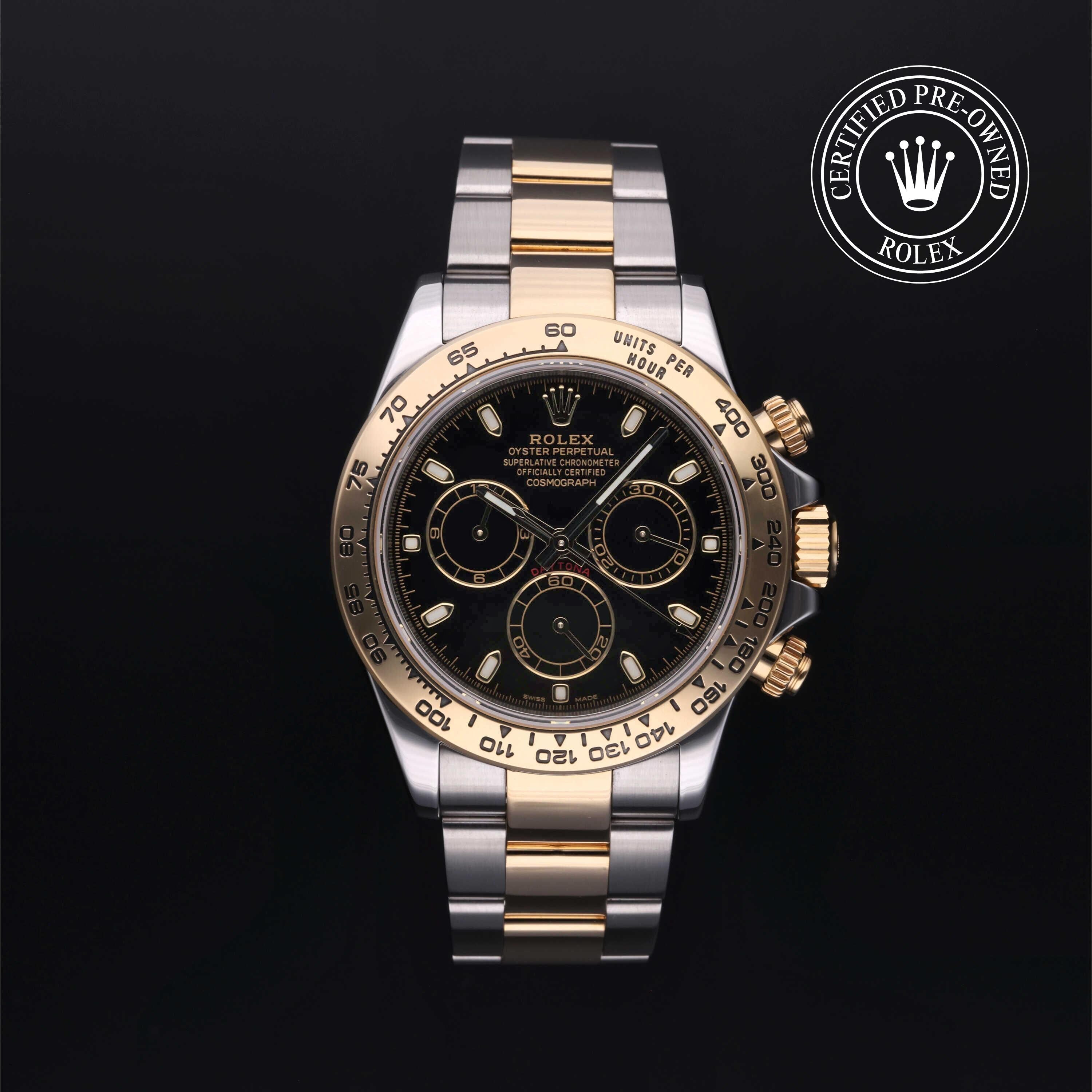 Rolex Certified Pre-owned Daytona M116503-0004 front on black background