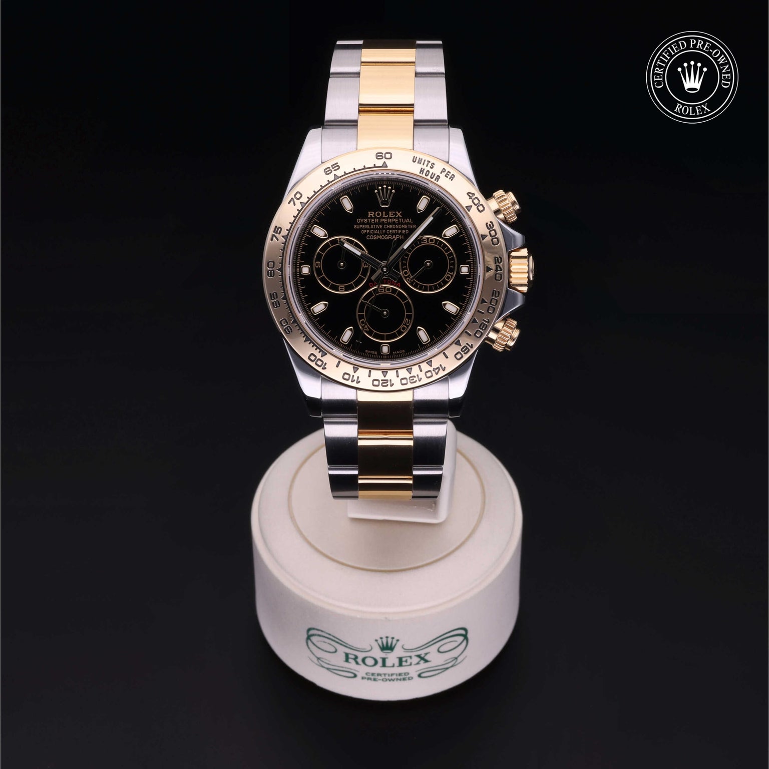 Rolex Certified Pre-owned Daytona M116503-0004 front on black background