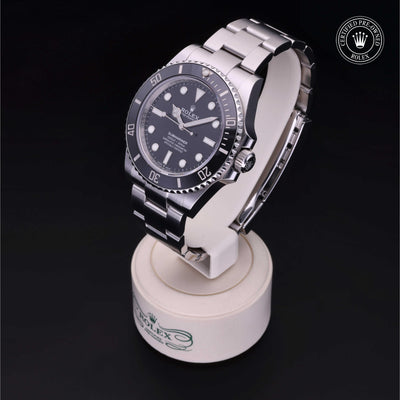 Rolex Certified Pre-owned Submariner M124060-0001 front on black background