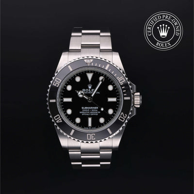 Rolex Certified Pre-owned Submariner M124060-0001 front on black background