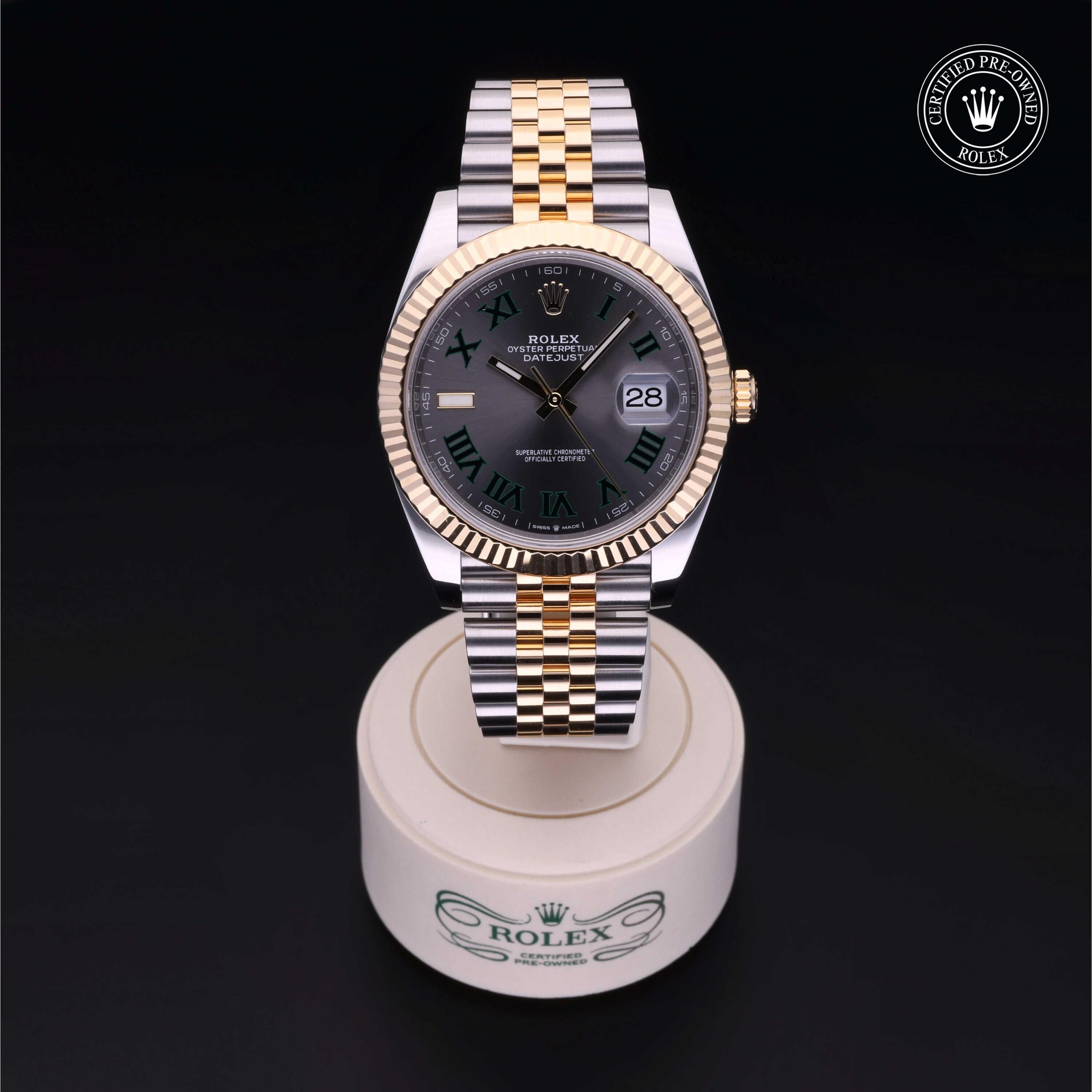 Rolex Certified Pre-owned Datejust M126333-0020 front on black background