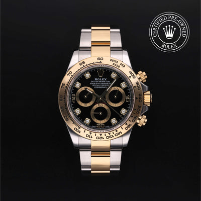 Rolex Certified Pre-owned Daytona M116503-0011 front on black background
