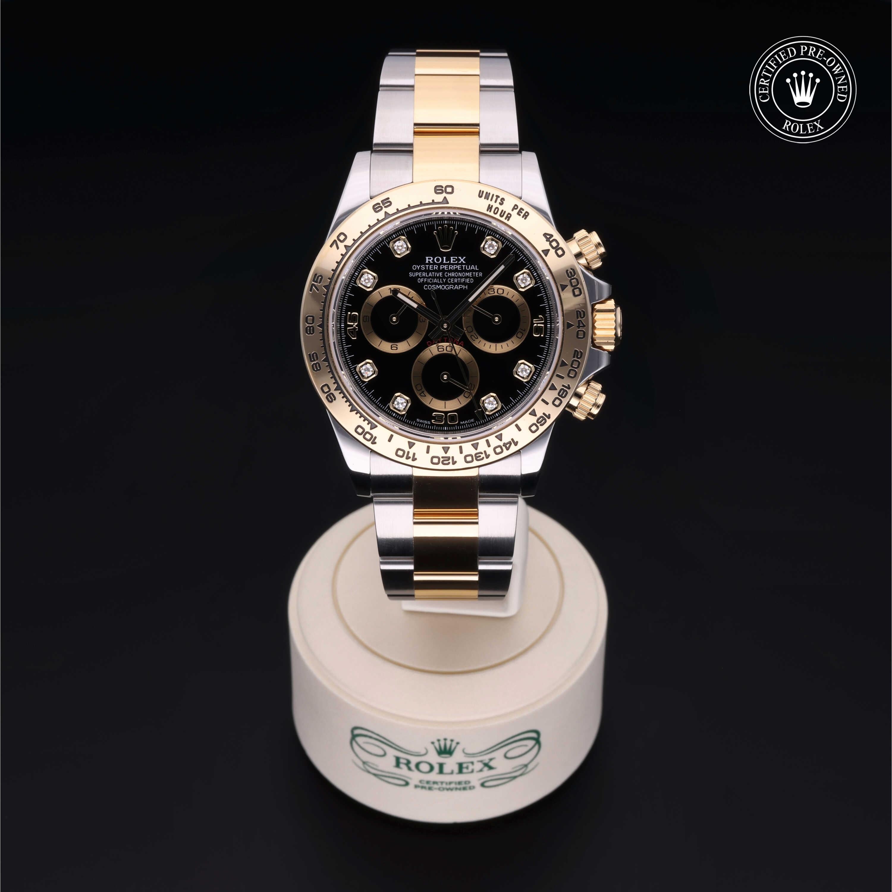 Rolex Certified Pre-owned Daytona M116503-0011 front on black background