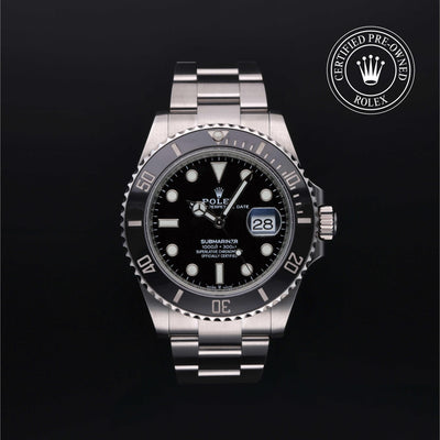 Rolex Certified Pre-owned Submariner M126610LN-0001 front on black background