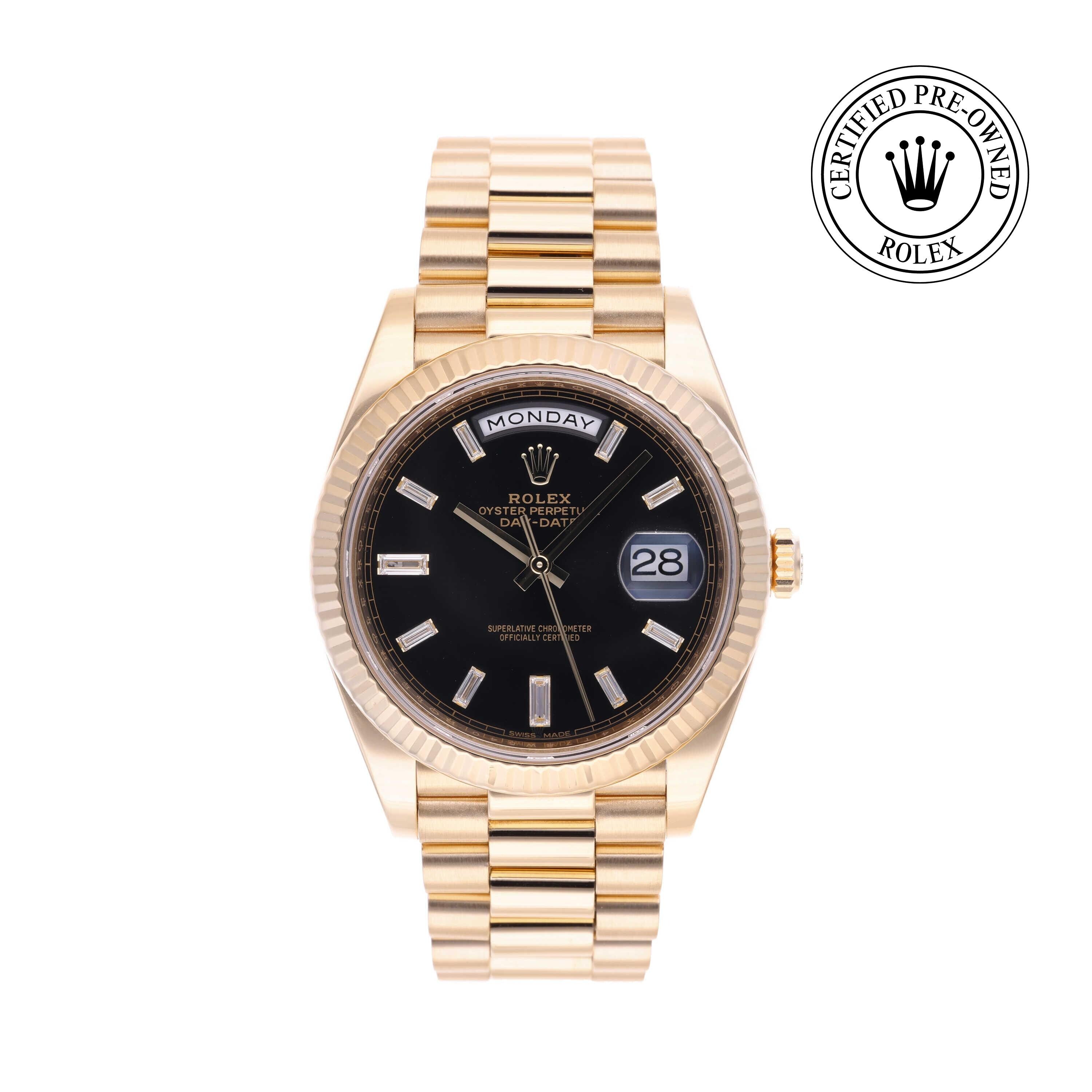 Rolex Certified Pre-owned Day-date M228238-0002 front on white background