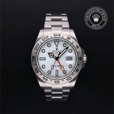 Rolex Certified Pre-owned Explorer M216570-0001 front on black background