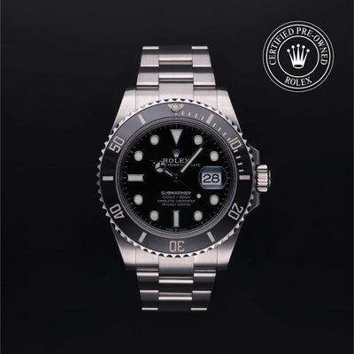 Rolex Certified Pre-owned Submariner M126610LN-0001 front on black background