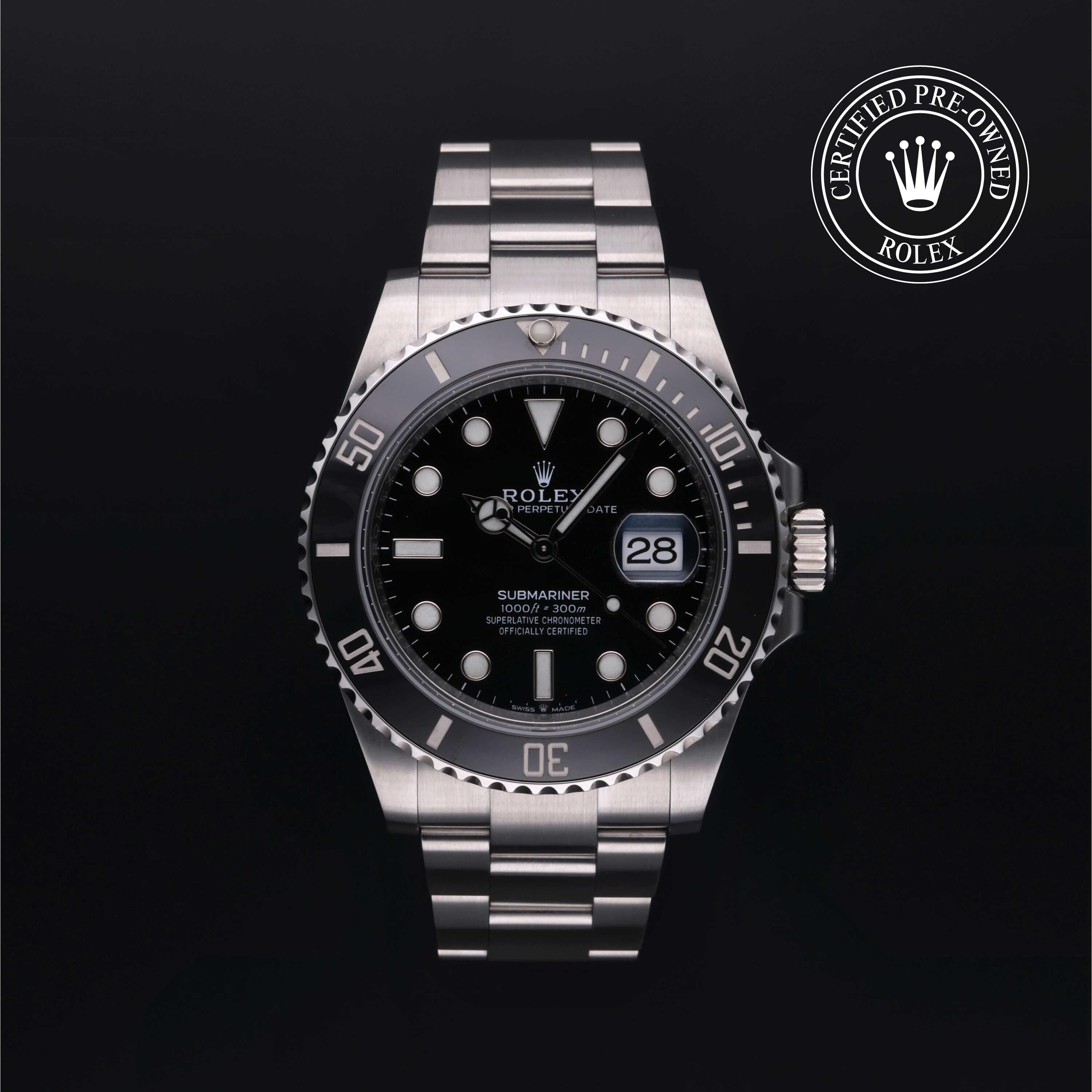 Rolex Certified Pre-owned Submariner M126610LN-0001 front on black background