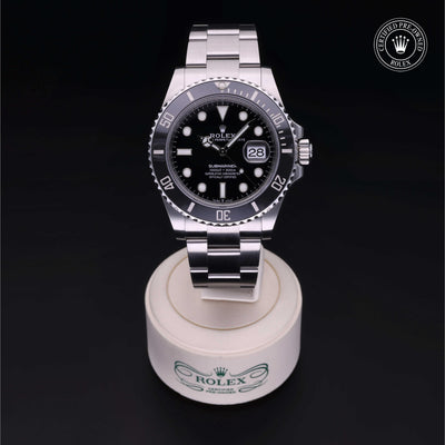 Rolex Certified Pre-owned Submariner M126610LN-0001 front on black background