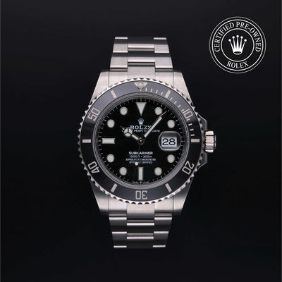 Rolex Certified Pre-owned Submariner M126610LN-0001 front on black background
