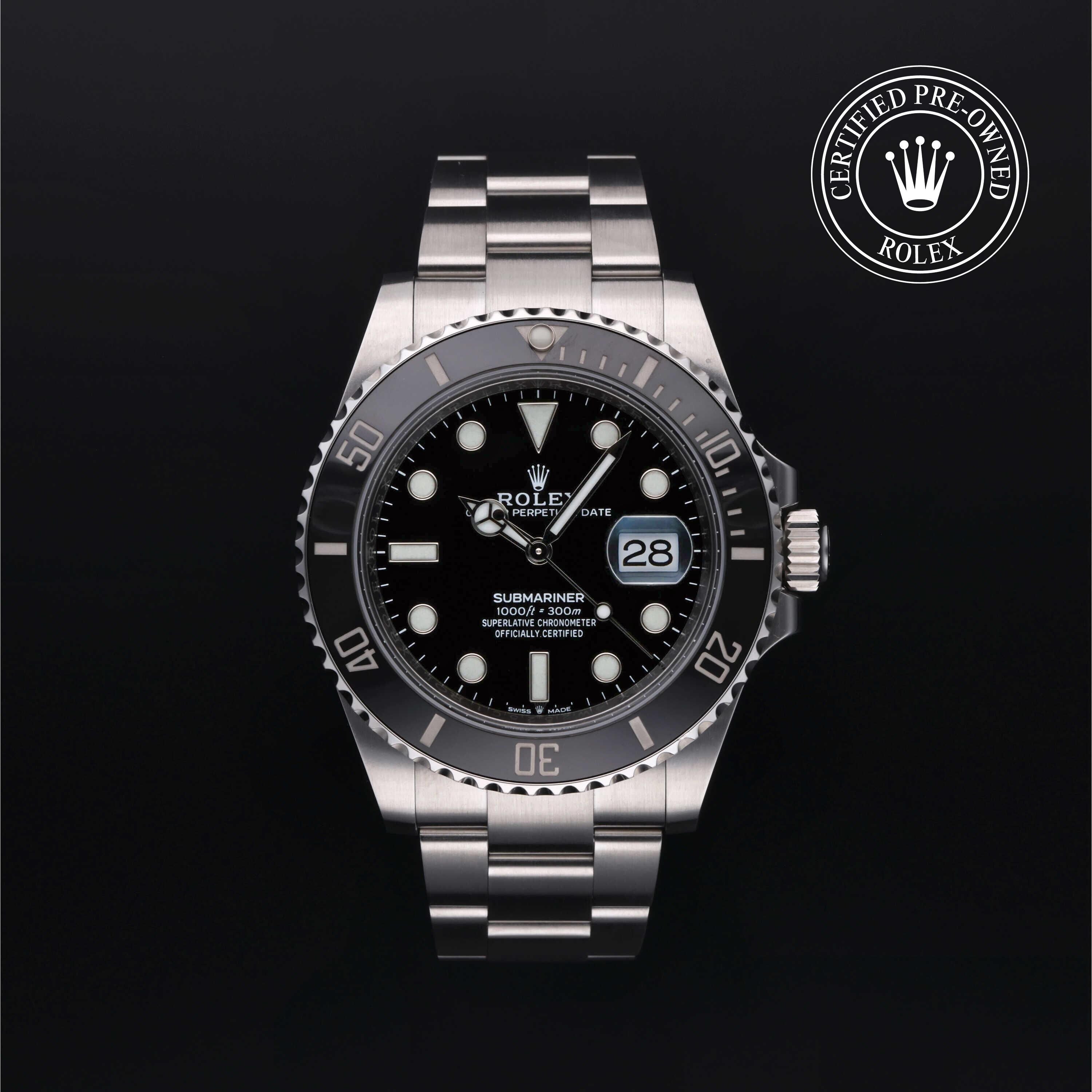 Rolex Certified Pre-owned Submariner M126610LN-0001 front on black background