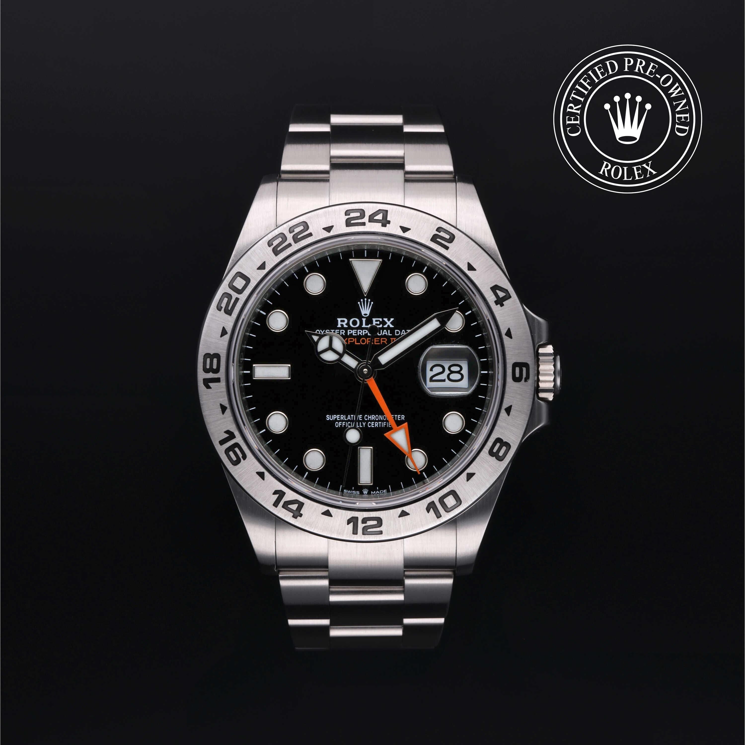 Rolex Certified Pre-owned Explorer M226570-0002 front on black background