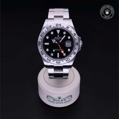 Rolex Certified Pre-owned Explorer M226570-0002 front on black background