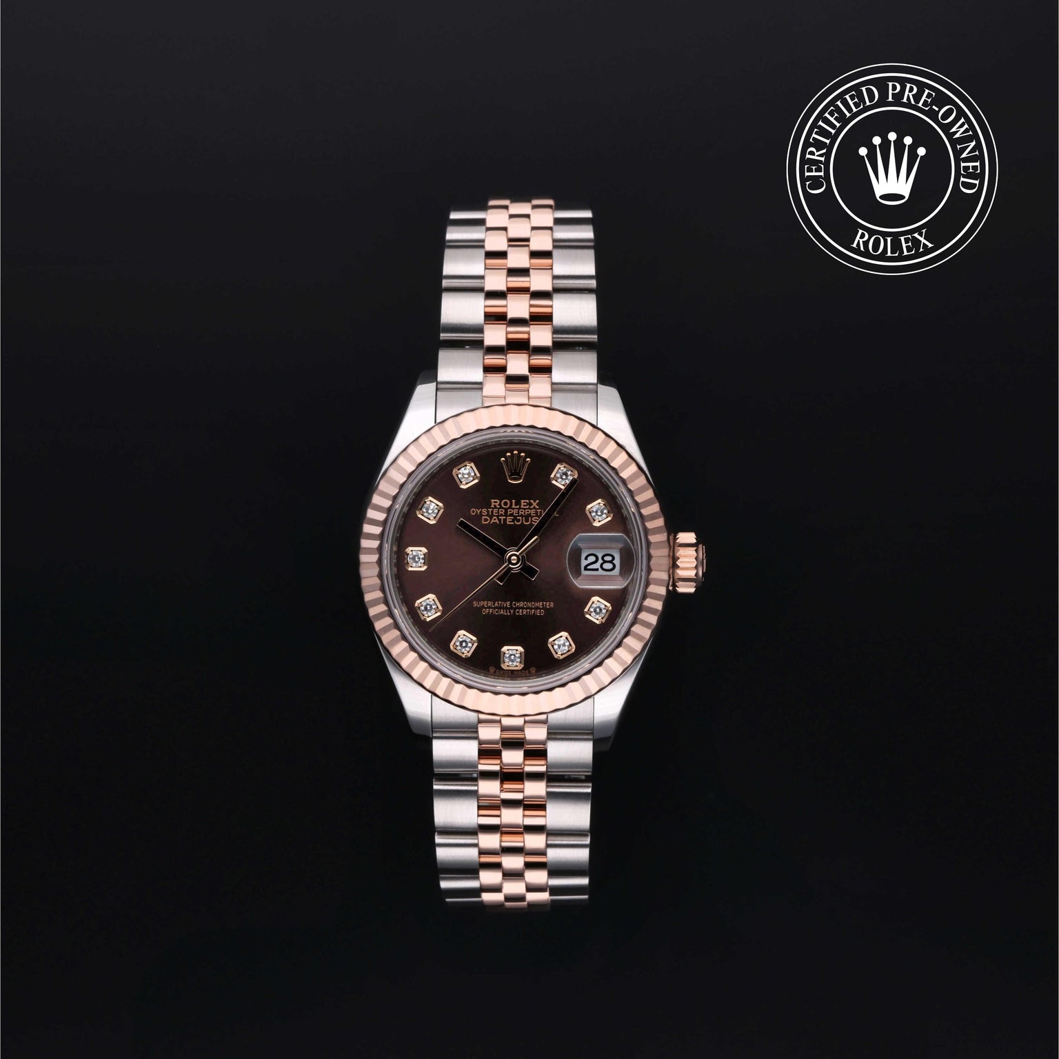 Rolex Certified Pre-owned Lady Datejust M279171-0011 front on black background