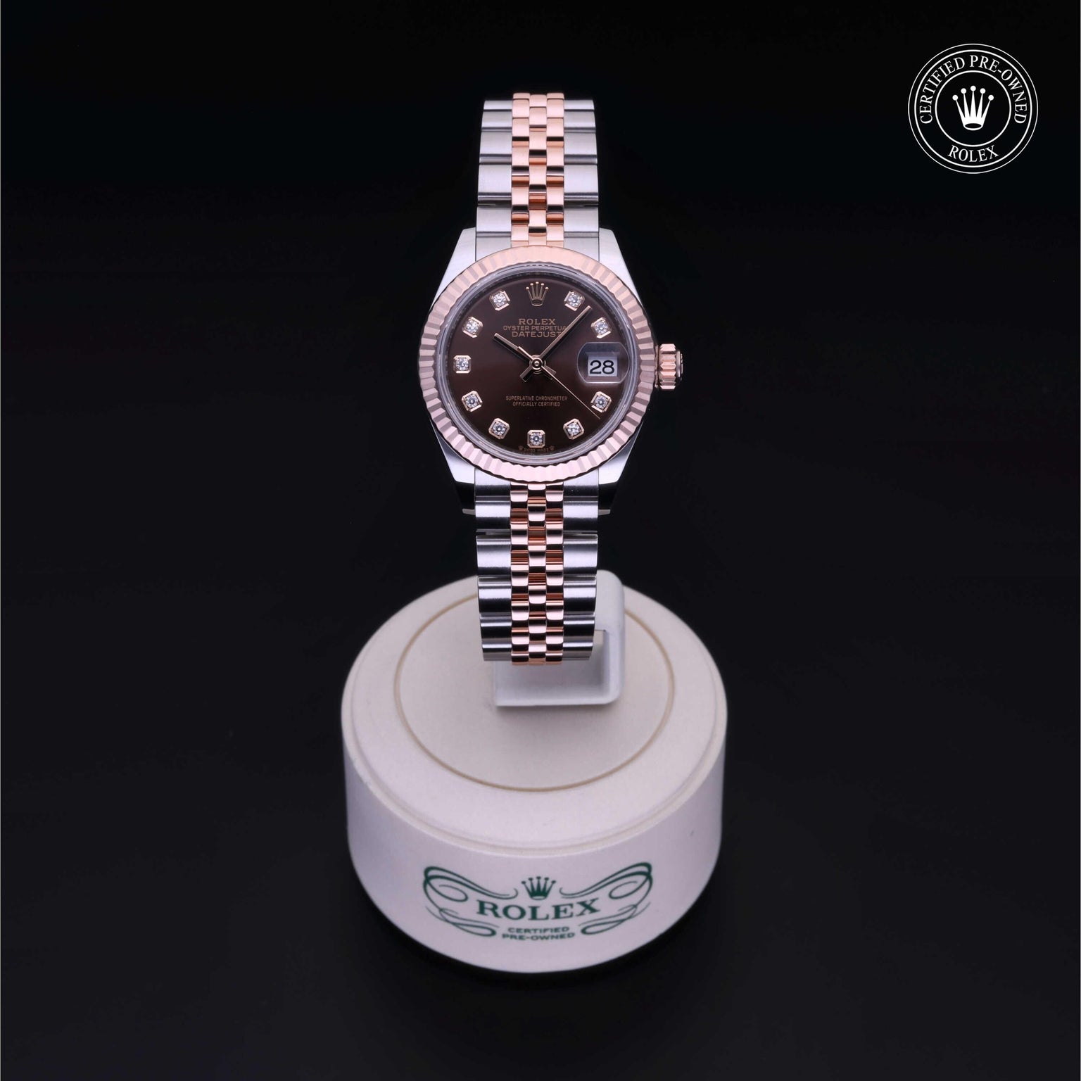 Rolex Certified Pre-owned Lady Datejust M279171-0011 front on black background