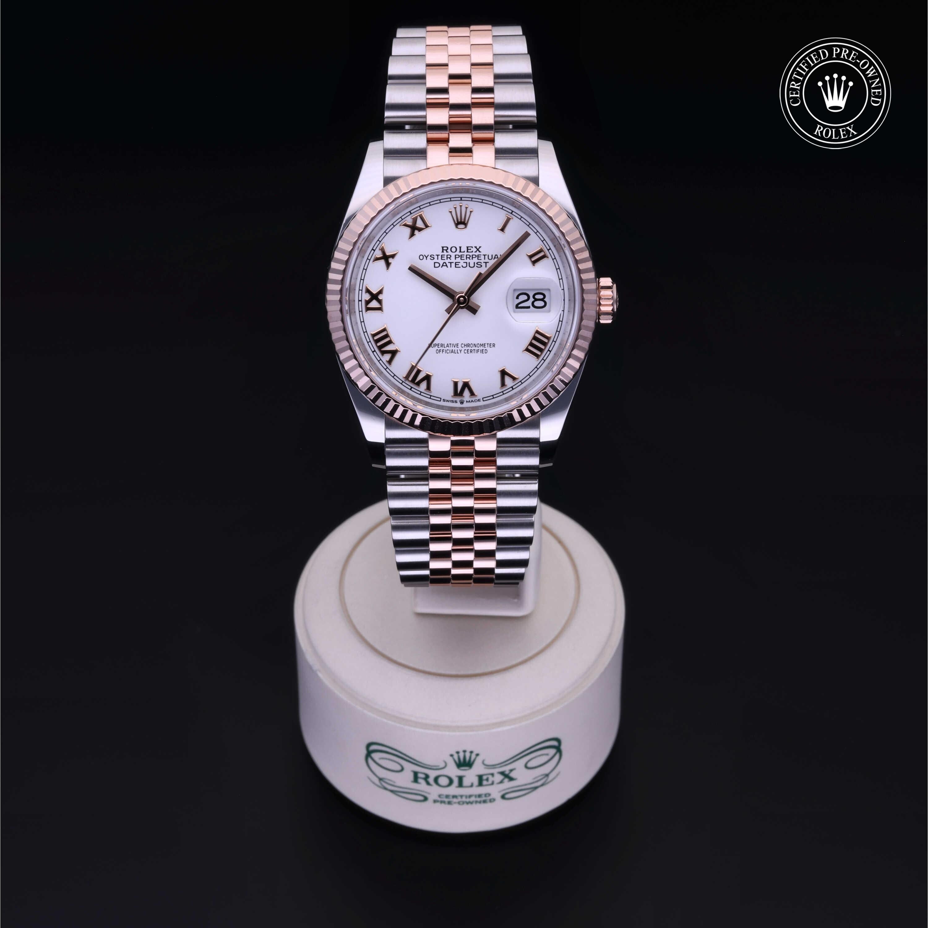 Rolex Certified Pre-owned Datejust M126231-0029 front on black background