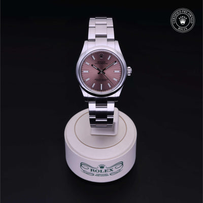 Rolex Certified Pre-owned Oyster Perpetual M277200-0004 front on black background