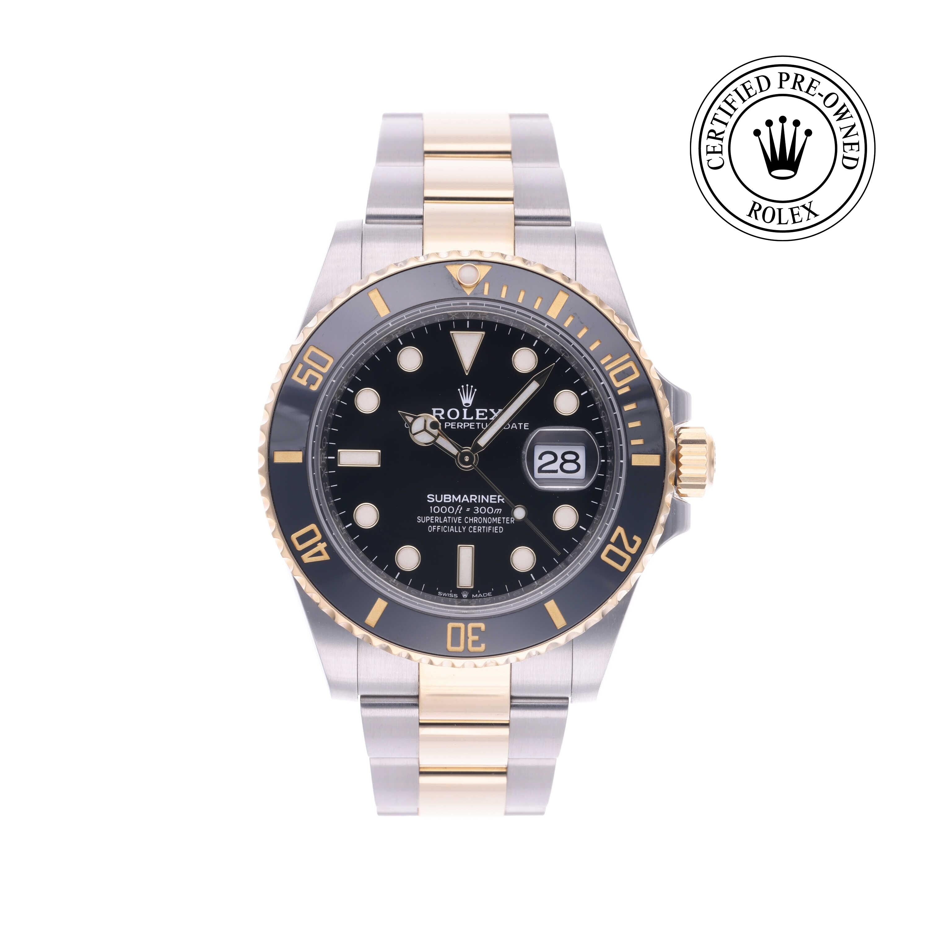 Rolex Certified Pre-owned Submariner M126613LN-0002 front on white background