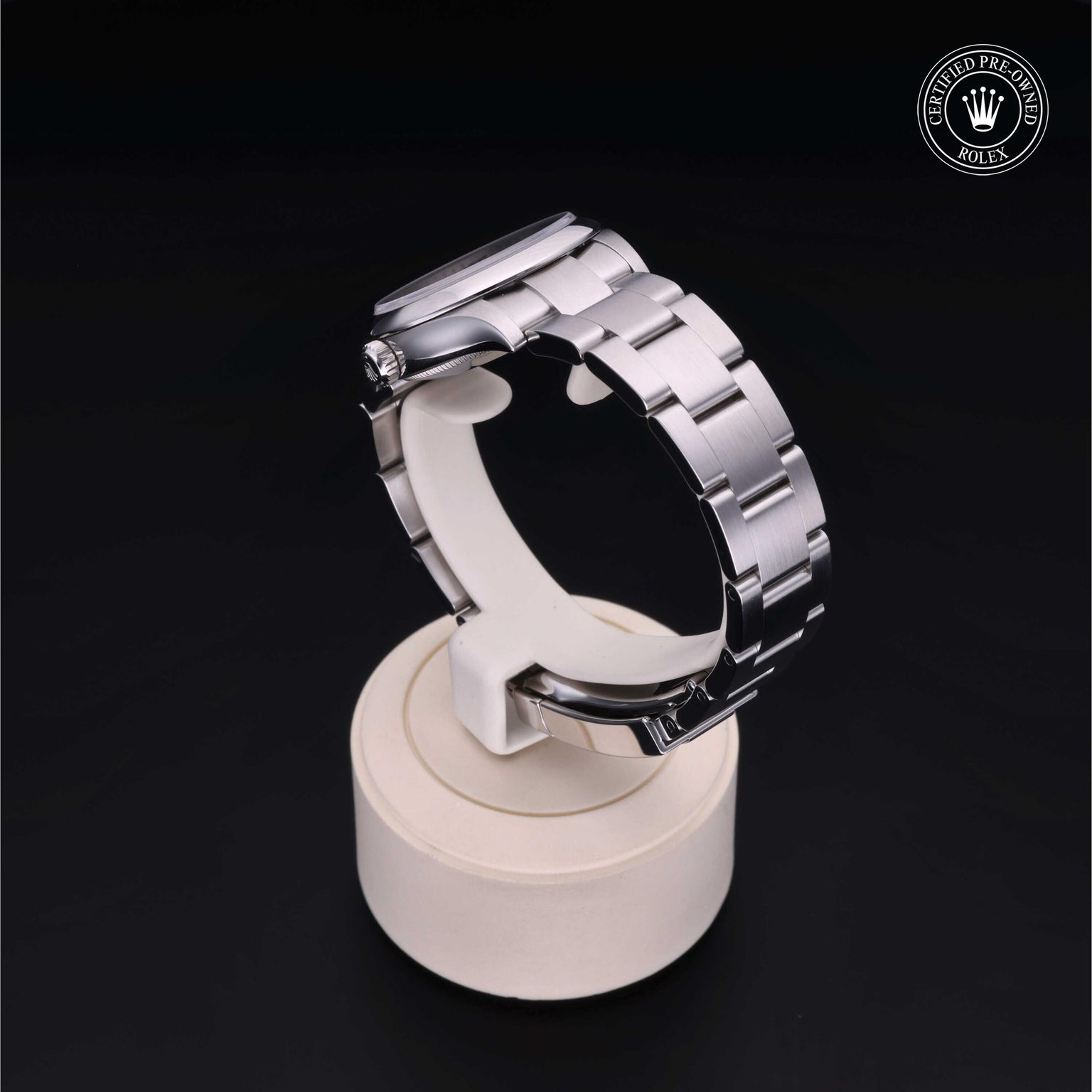 Rolex Certified Pre-owned Oyster Perpetual M277200-0002 front on black background