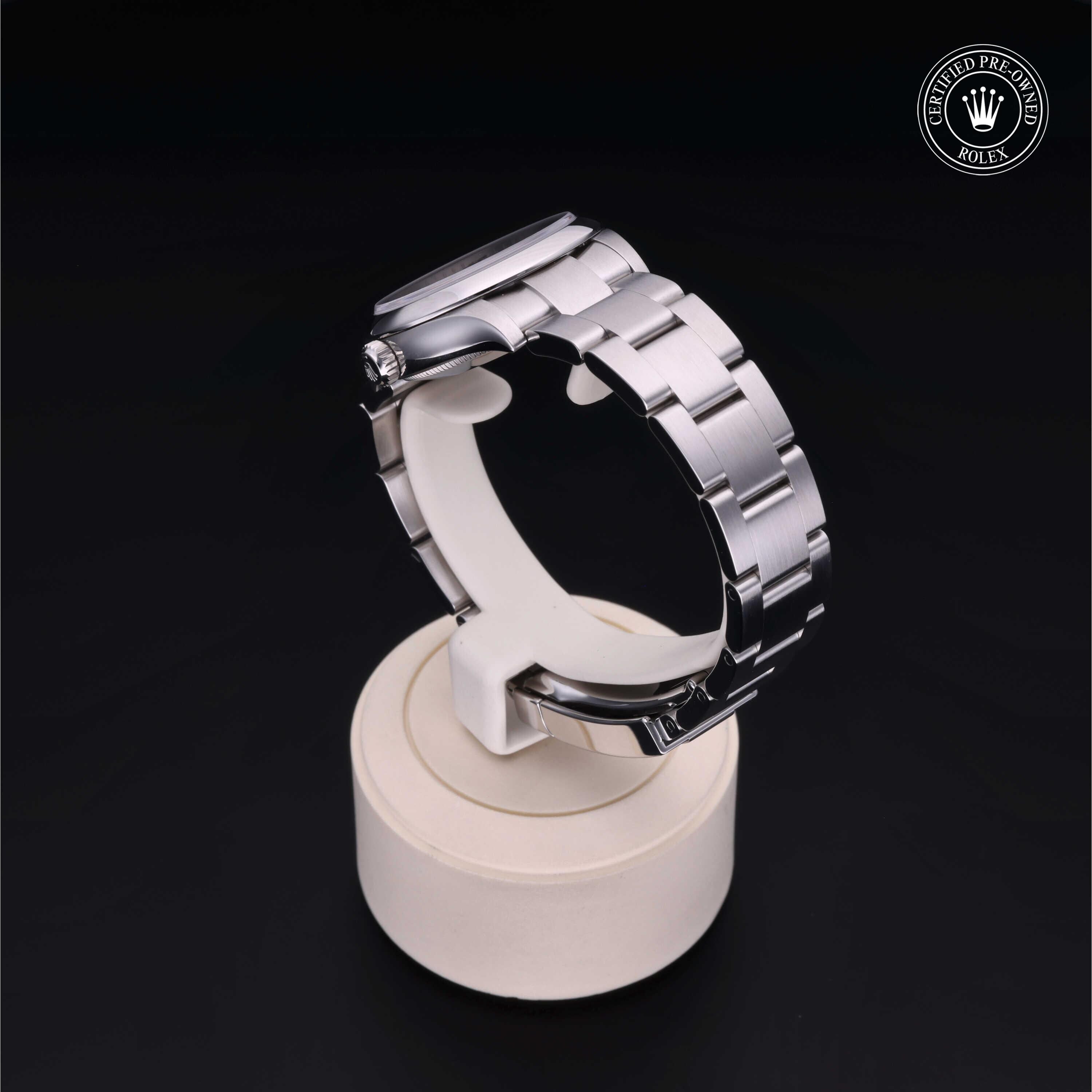 Rolex Certified Pre-owned Oyster Perpetual M277200-0002 front on black background
