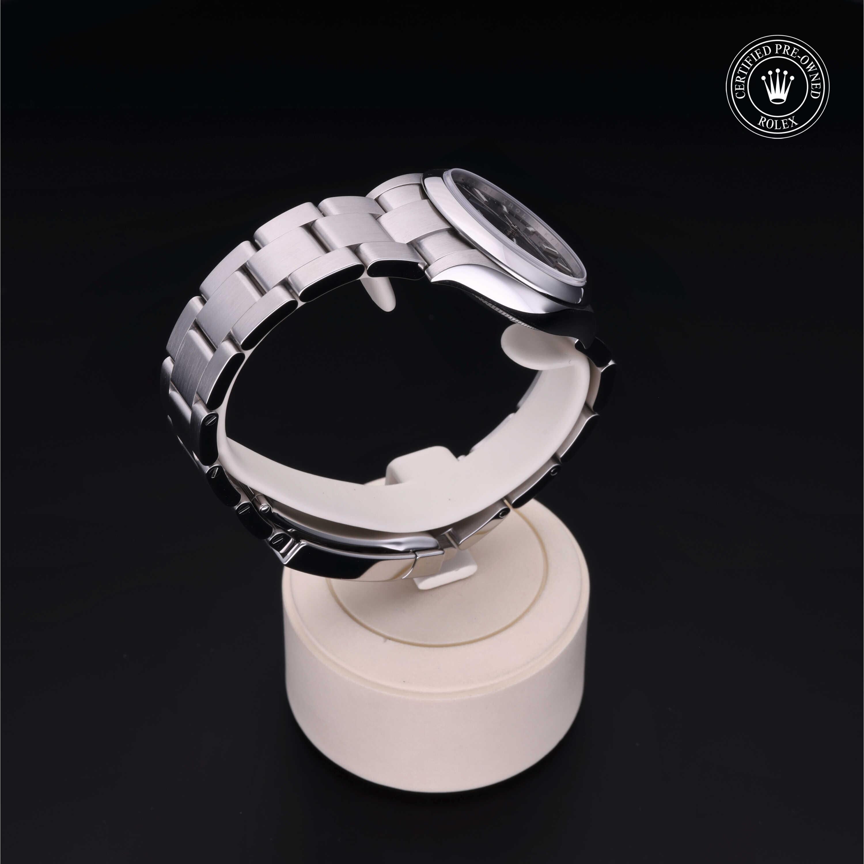 Rolex Certified Pre-owned Oyster Perpetual M277200-0002 front on black background