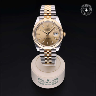 Rolex Certified Pre-owned Datejust M126333-0010 front on black background