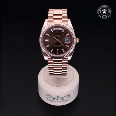 Rolex Certified Pre-owned Day-date M228235-0003 front on black background