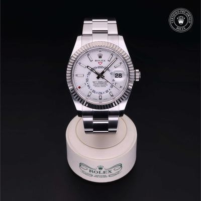 Rolex Certified Pre-owned Sky-Dweller M326934-0001 front on black background