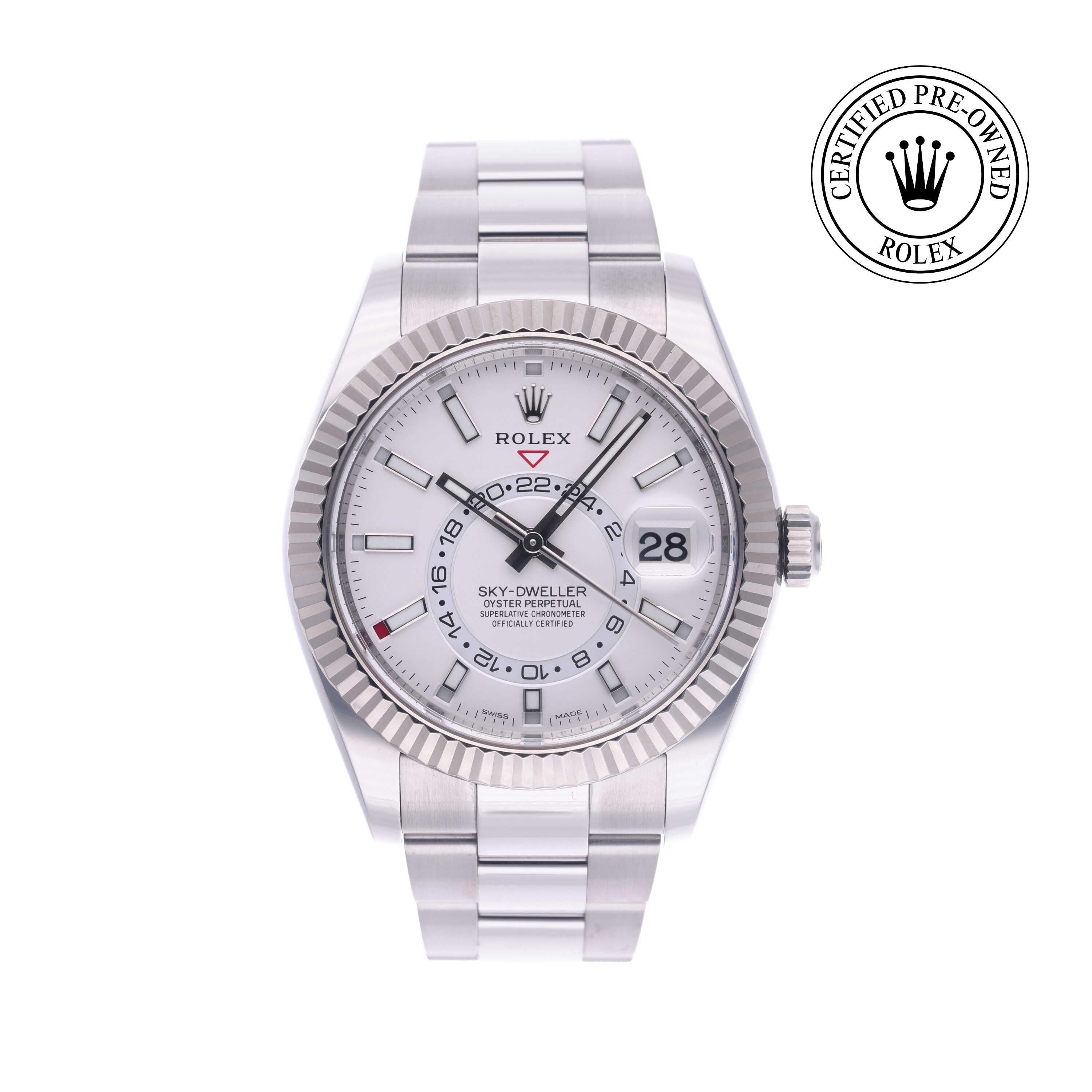 Rolex Certified Pre-owned Sky-Dweller M326934-0001 front on white background