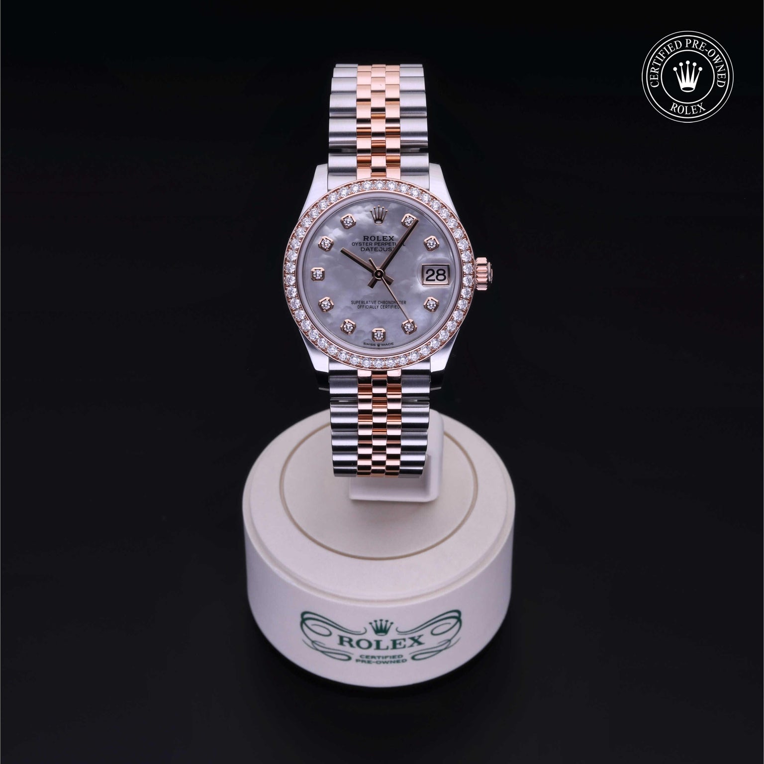 Rolex Certified Pre-owned Lady Datejust M278381RBR-0026 front on black background