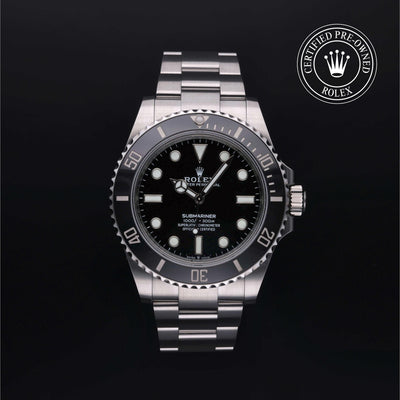 Rolex Certified Pre-owned Submariner M124060-0001 front on black background