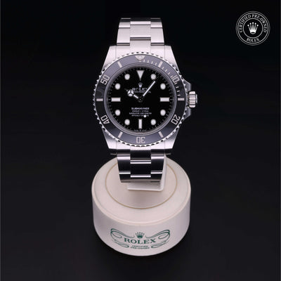 Rolex Certified Pre-owned Submariner M124060-0001 front on black background