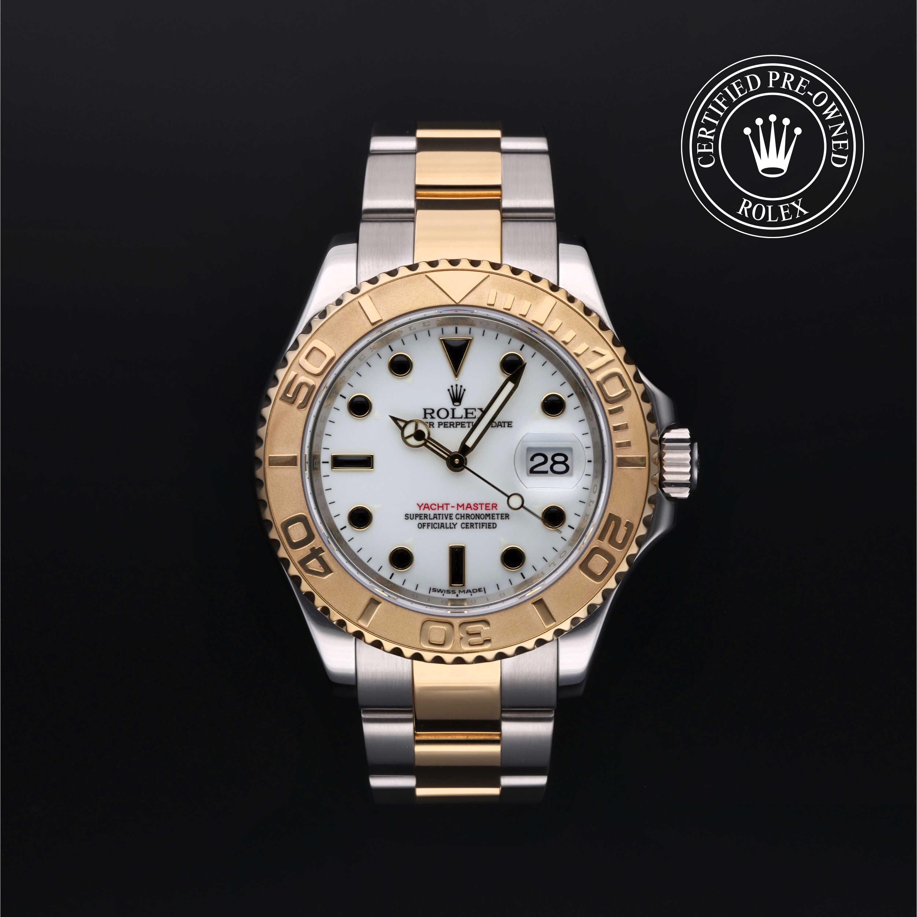 Rolex Certified Pre-owned Yacht-Master M16623-0006 front on black background
