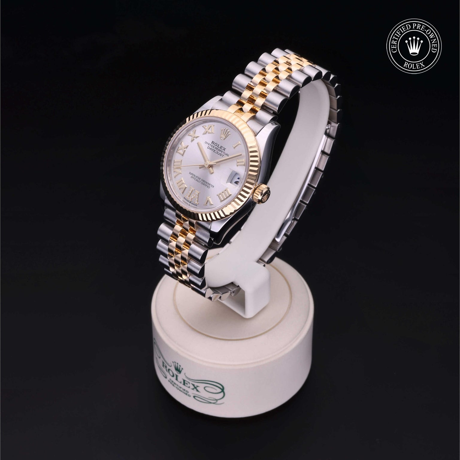 Rolex Certified Pre-owned Lady Datejust M278273-0004 front on black background