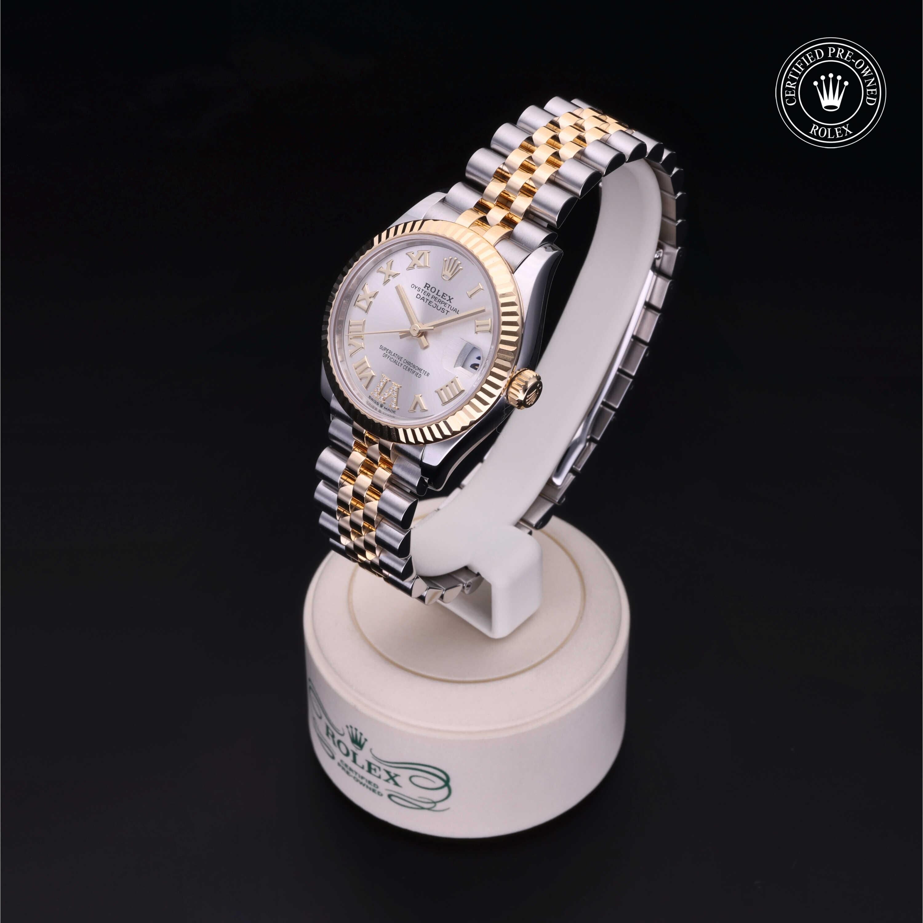 Rolex Certified Pre-owned Lady Datejust M278273-0004 front on black background