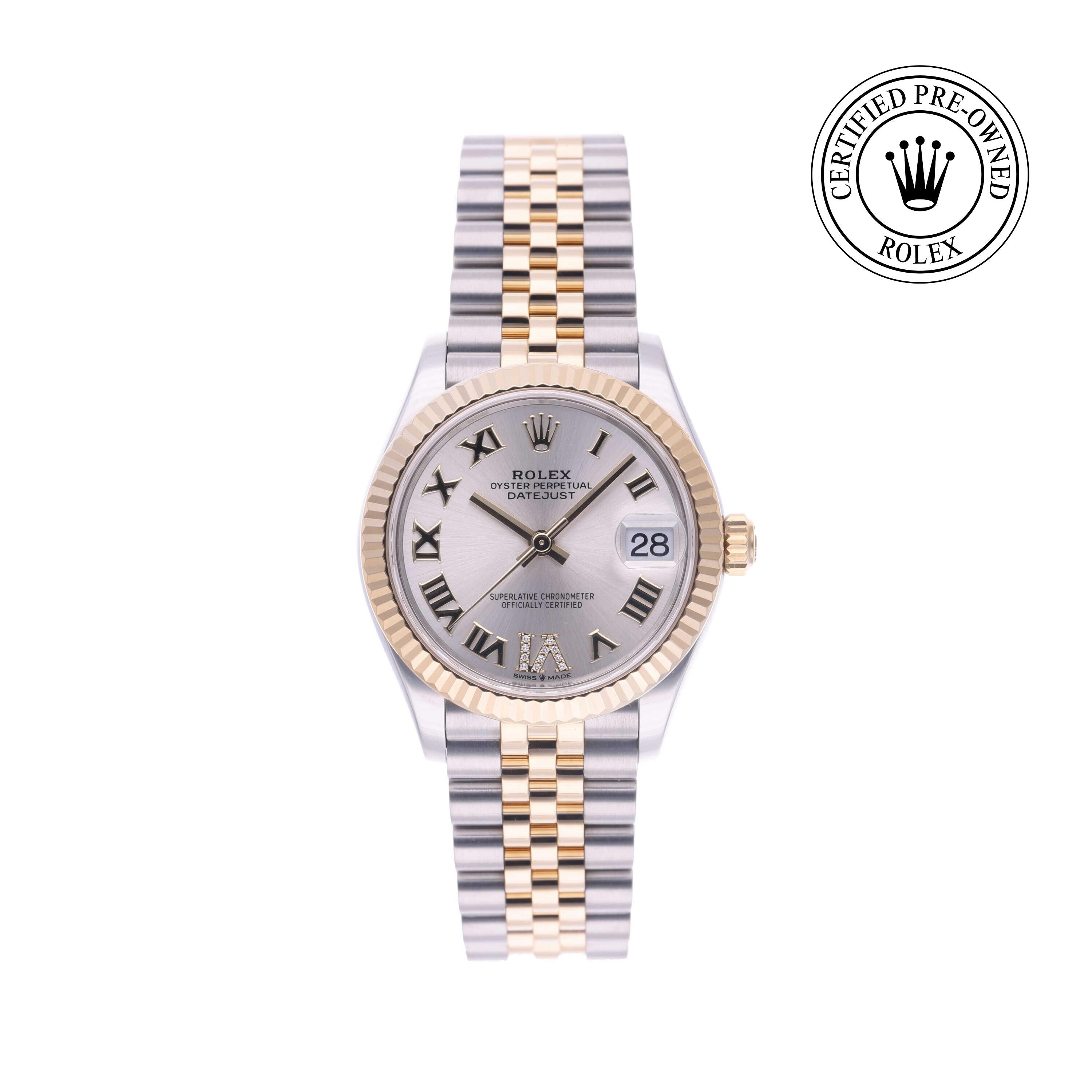 Rolex Certified Pre-owned Lady Datejust M278273-0004 front on white background