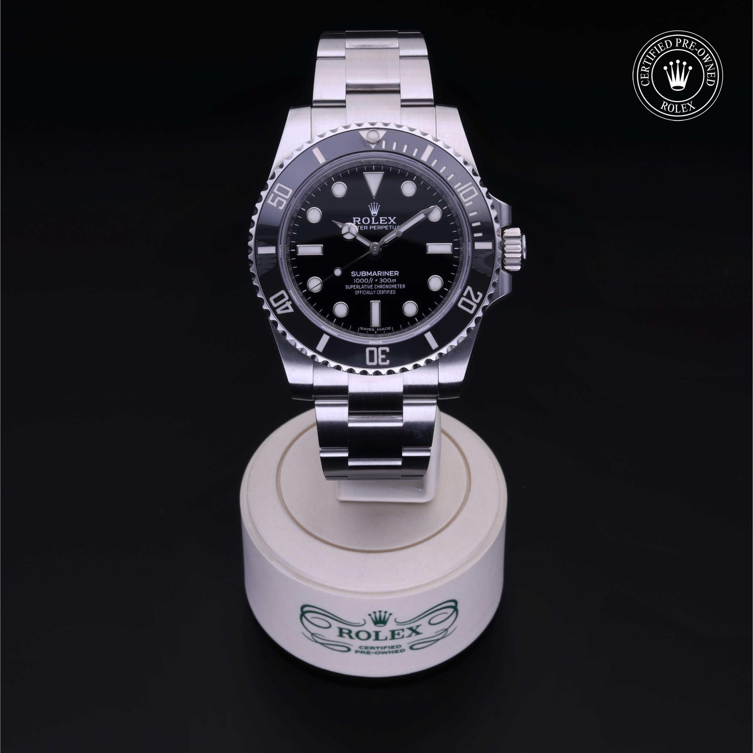 Rolex Certified Pre-owned Submariner M114060-0002 front on black background