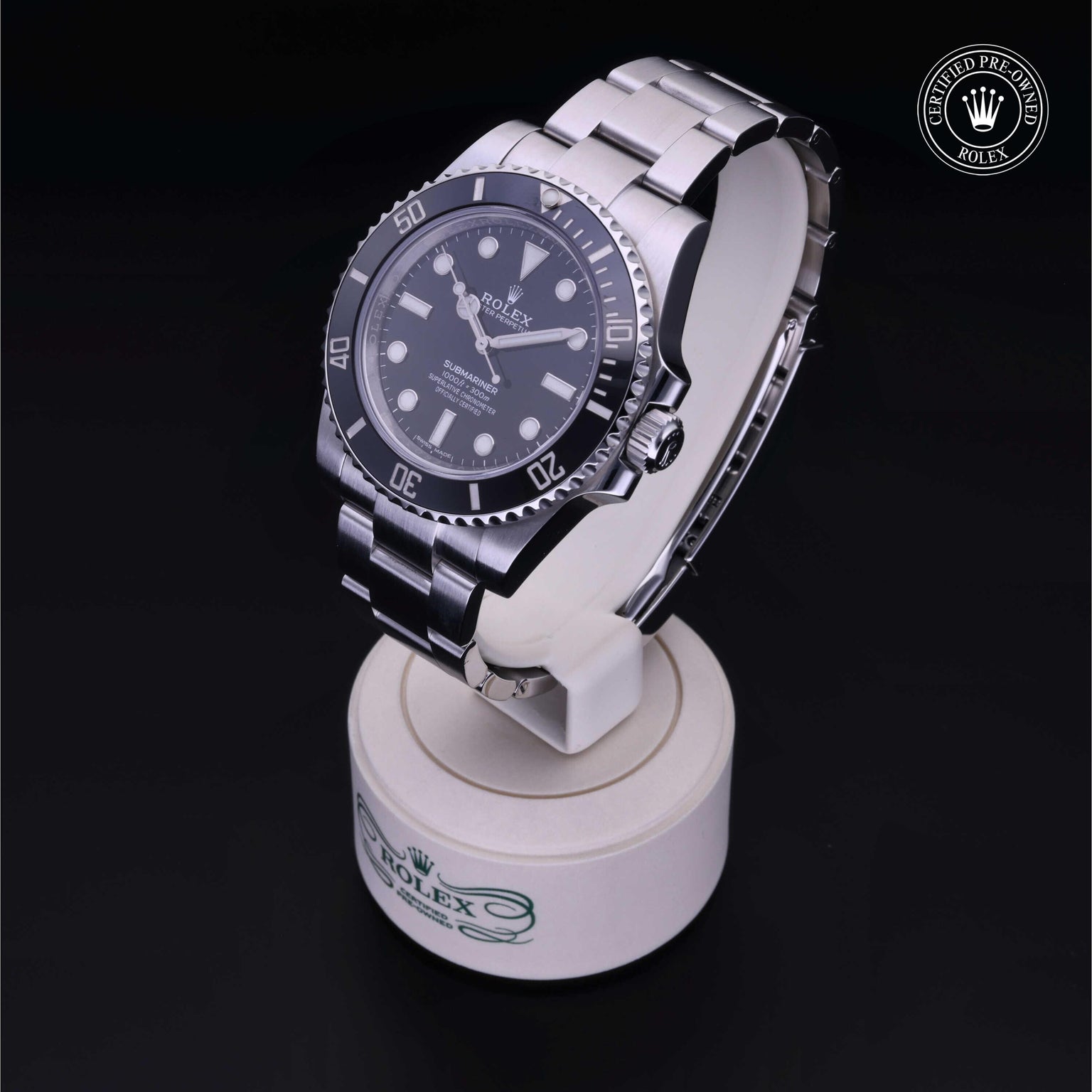 Rolex Certified Pre-owned Submariner M114060-0002 front on black background