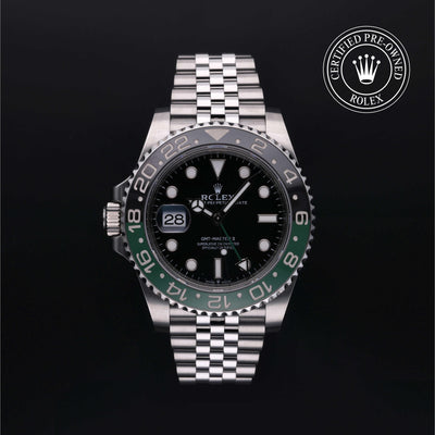 Rolex Certified Pre-owned GMT M126720VTNR-0002 front on black background