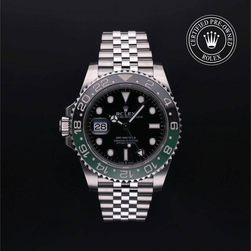 Rolex Certified Pre-owned GMT M126720VTNR-0002 front on black background